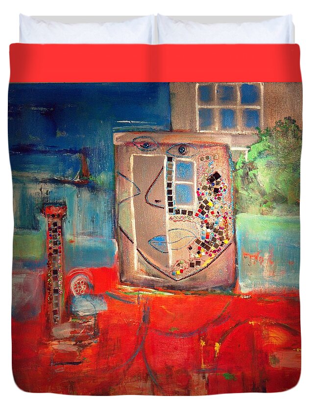  Duvet Cover featuring the painting Hood by Lilliana Didovic