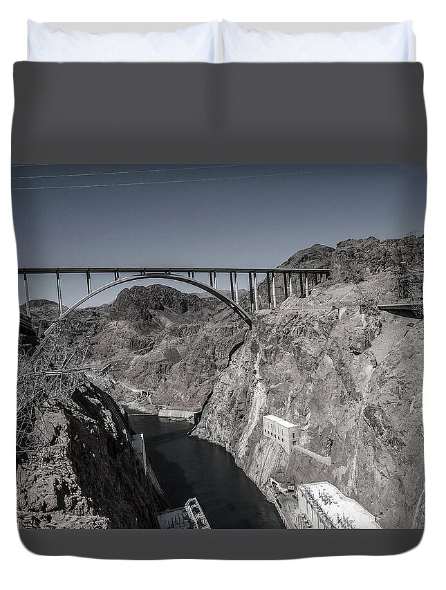 Scenic Duvet Cover featuring the photograph Hoover Dam Bridge by William Bitman