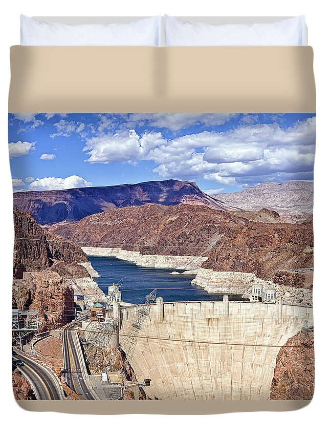 Hoover Dam Duvet Cover featuring the photograph Hoover Dam, Las Vegas by Tatiana Travelways