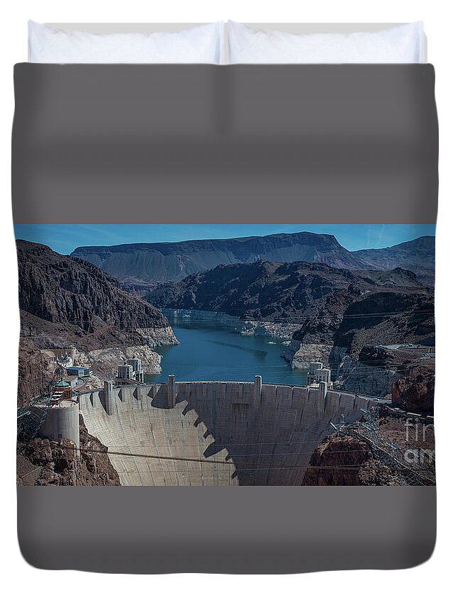 Nevada Duvet Cover featuring the photograph Hoover Dam Panorama by Michael Ver Sprill