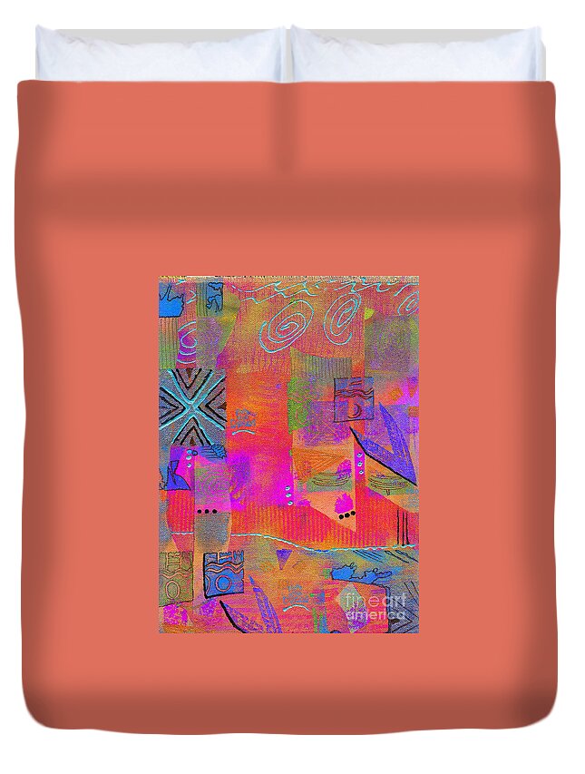 Abstract Duvet Cover featuring the mixed media Hope and Dreams by Angela L Walker