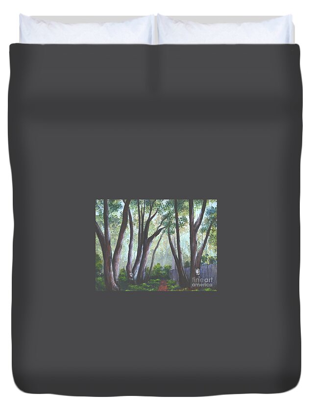 Landscape Duvet Cover featuring the painting Hopeland Garden Pathway by Jerry Walker