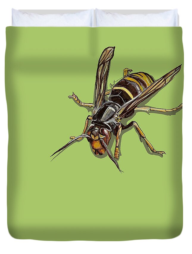 Hornet Duvet Cover featuring the painting Hornet by Jude Labuszewski