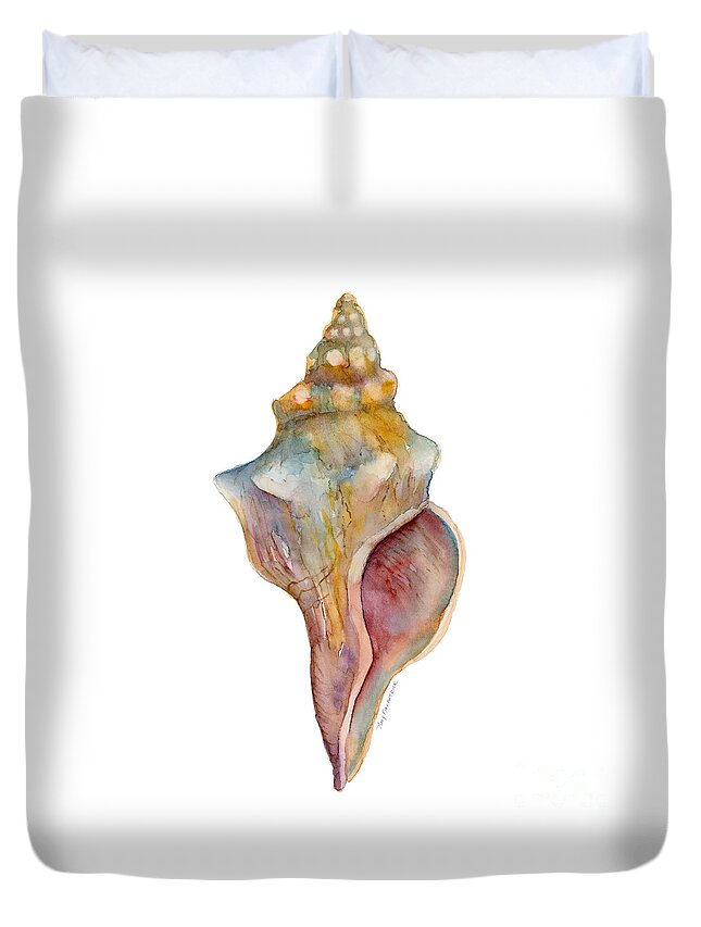 Conch Shell Painting Duvet Cover featuring the painting Horse Conch Shell by Amy Kirkpatrick