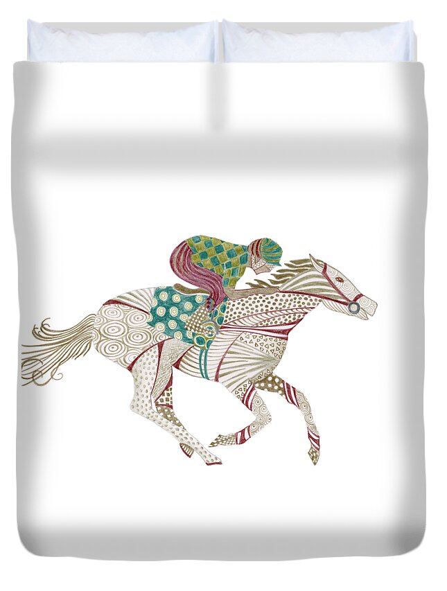 Horse Duvet Cover featuring the painting Horse Racer by Amy Kirkpatrick
