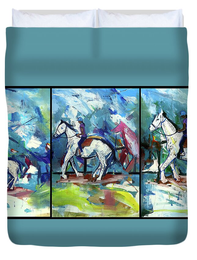  Duvet Cover featuring the painting Horse Three by John Gholson