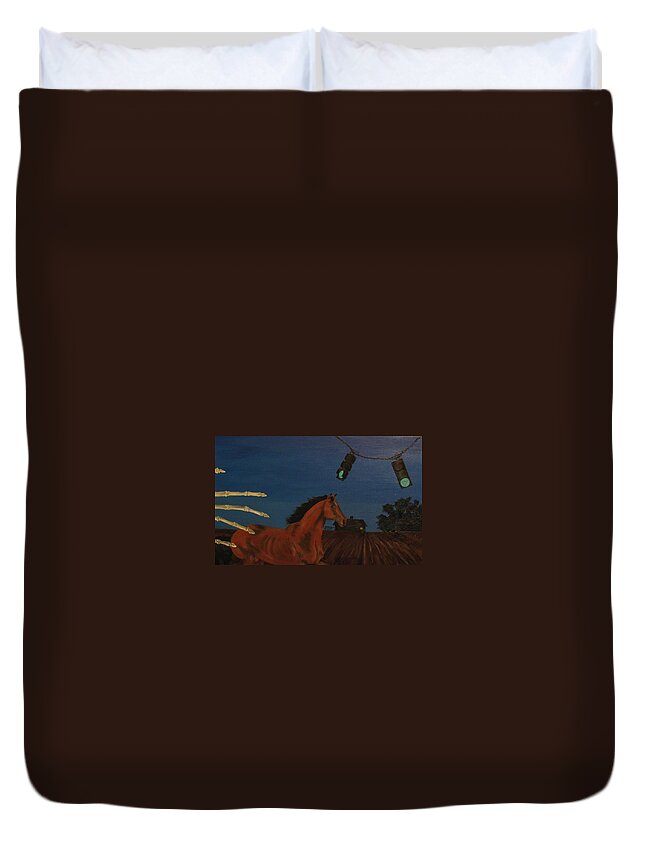 Horse Duvet Cover featuring the painting Horse by Violet Jaffe
