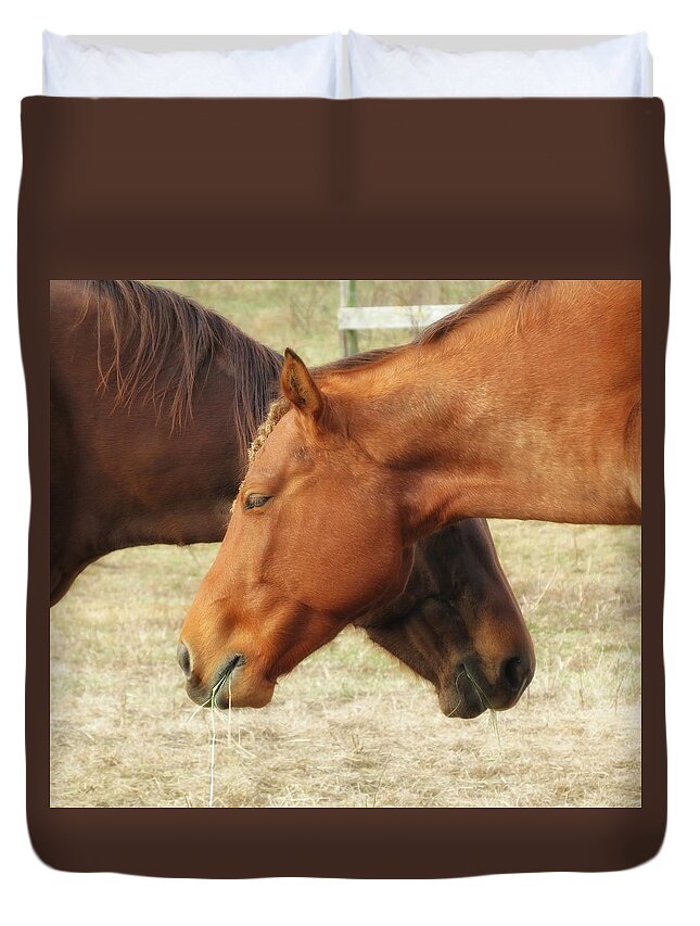 Animals Duvet Cover featuring the photograph Horses in Sinc by MTBobbins Photography
