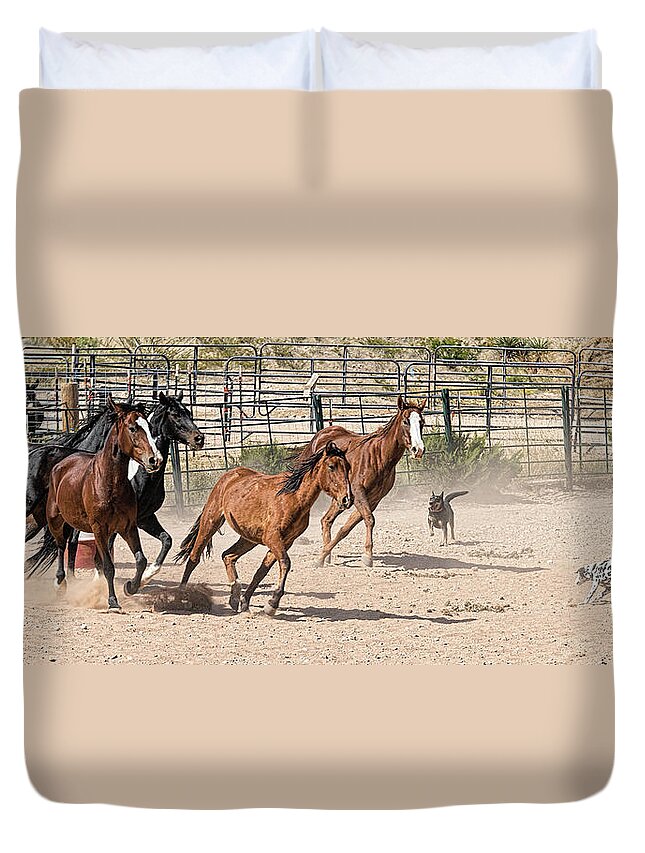 Coffee Mugs Duvet Cover featuring the photograph Horses Unlimited #3a by Walter Herrit