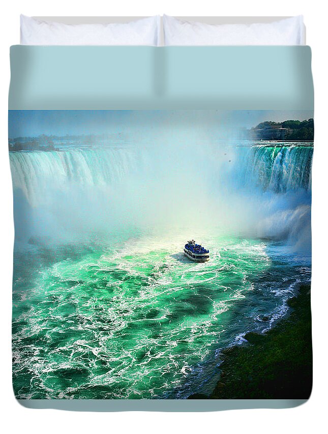 Niagara Duvet Cover featuring the photograph Horseshoe Falls Niagara by Lawrence Christopher
