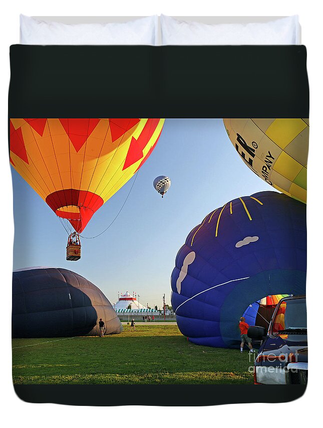 Balloon Duvet Cover featuring the photograph Hot Air At The State Fair 3 by Steve Gass