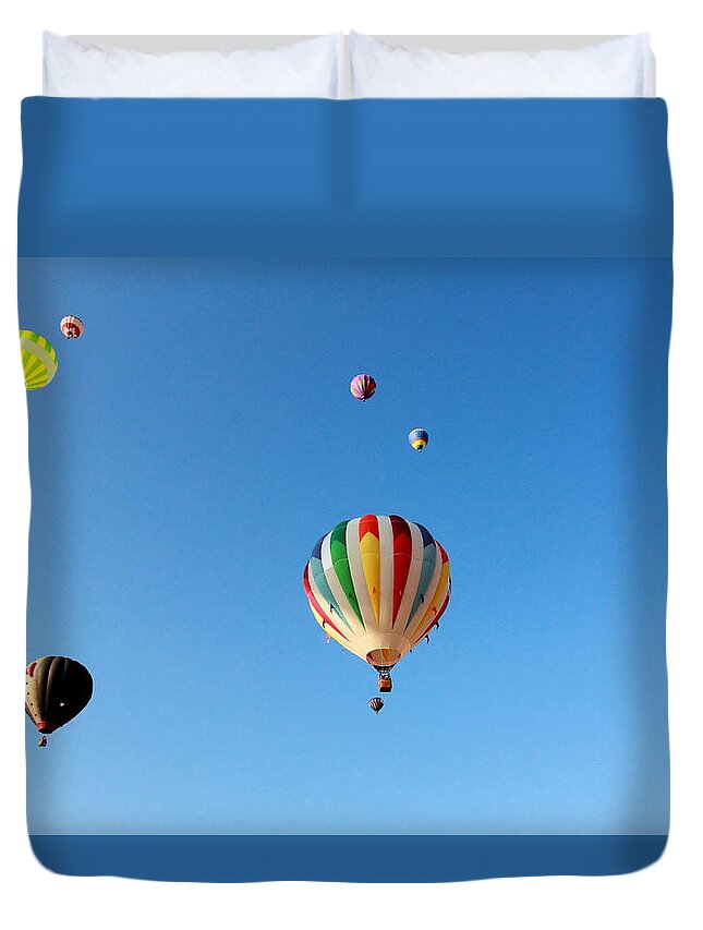 Festival Duvet Cover featuring the photograph Hot Air Balloon Contest, Leon, Mx by Robert McKinstry
