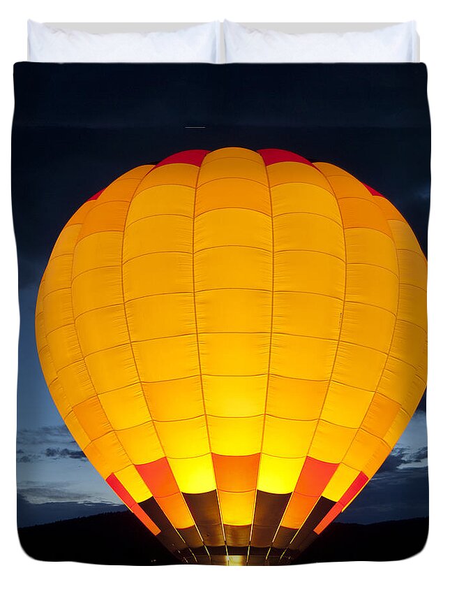 Hot Air Balloon Glow Duvet Cover featuring the photograph Hot Air Balloon Glow by Gary Langley