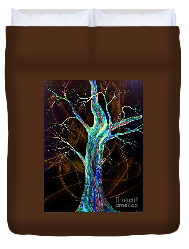 Tree Duvet Cover featuring the drawing Hot Blue Blood by David Neace