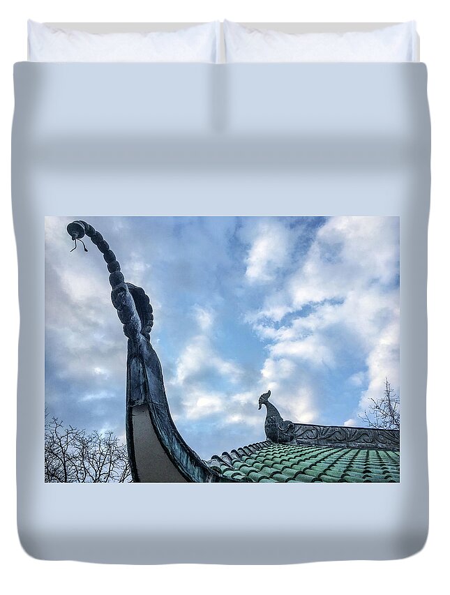 Roof Duvet Cover featuring the photograph Hot Dog Temple by Lynellen Nielsen