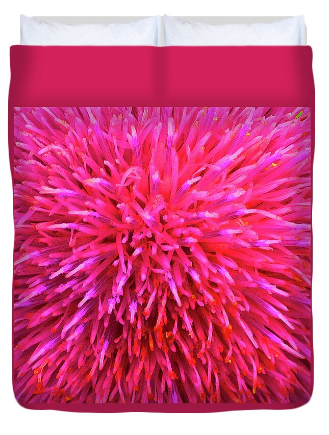 Pink Duvet Cover featuring the photograph Hot Pink Floral Abstract by Marcia Socolik
