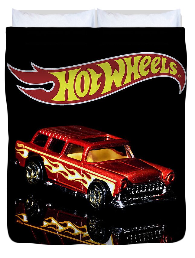 '55 Chevy Nomad Duvet Cover featuring the photograph Hot Wheels '55 Chevy Nomad 2 by James Sage