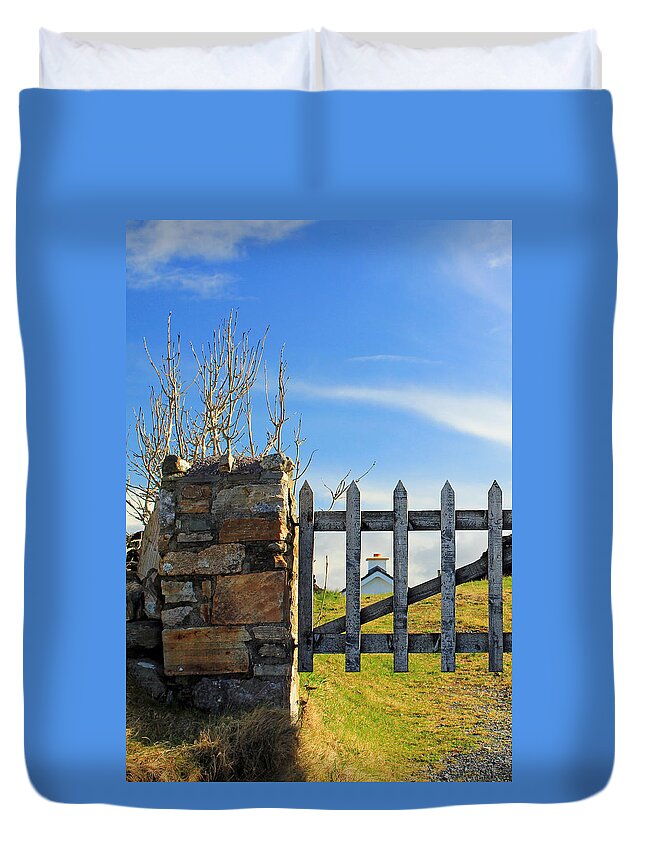 Fence Duvet Cover featuring the photograph House Behind the fence by Jennifer Robin