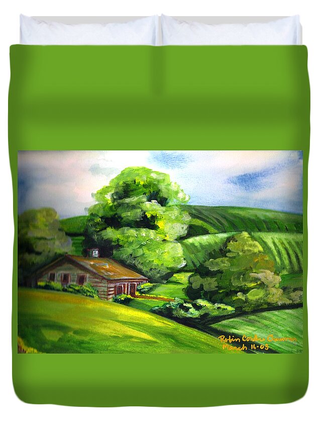 House In The Country Duvet Cover featuring the painting House In The Country by Robin Cordero