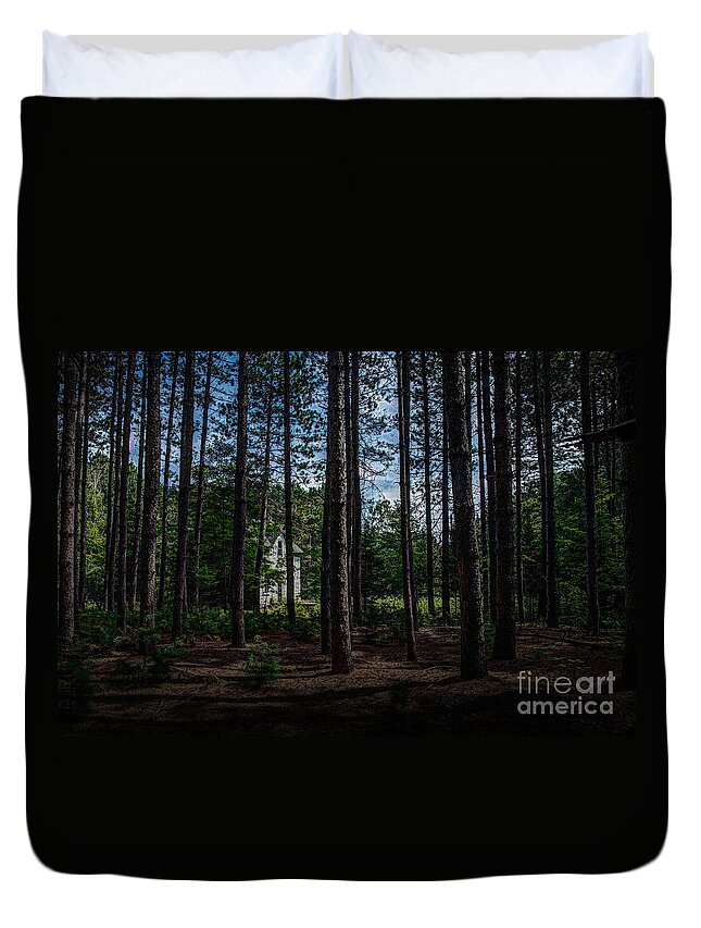 Abandoned Duvet Cover featuring the photograph House in the Pines by Roger Monahan