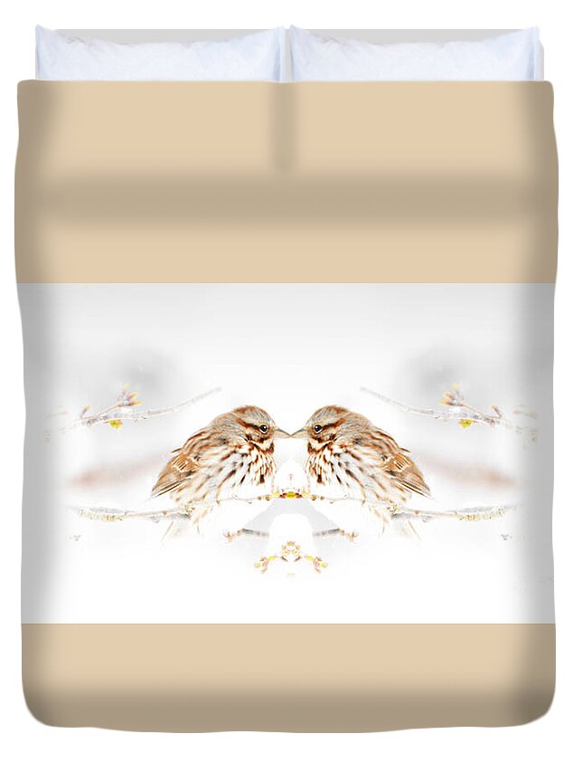 House Sparrow Duvet Cover featuring the photograph House Sparrow by Lila Fisher-Wenzel