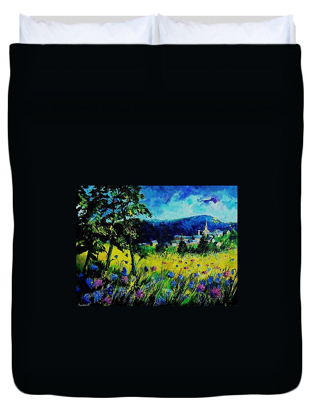 Flowers Duvet Cover featuring the painting Houyet 68 by Pol Ledent