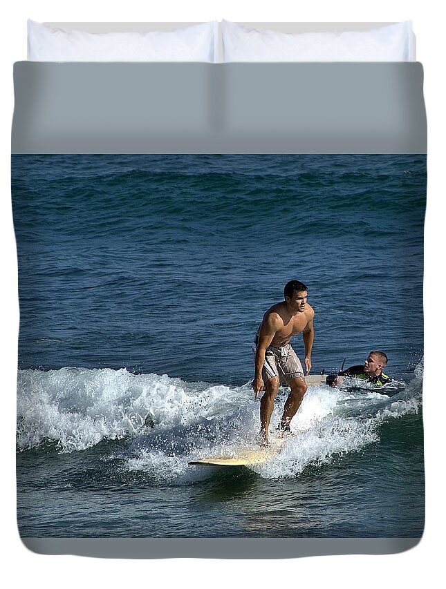 Surfing Duvet Cover featuring the photograph How its Done by Michael Gordon