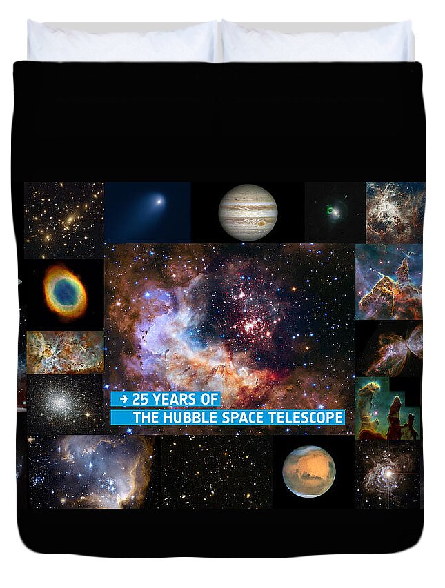 Hubble Duvet Cover featuring the photograph Hubble 25 - A Special 25th Anniversary Montage 2 by Eric Glaser