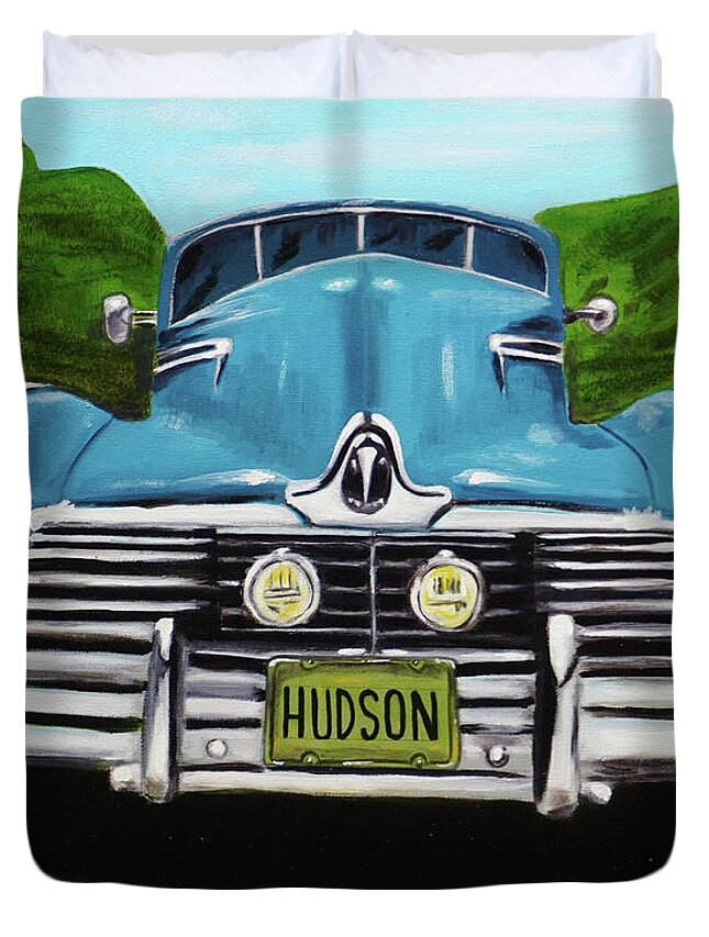 Glorso Duvet Cover featuring the painting Hudson Blue by Dean Glorso
