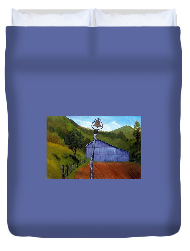 Barn Duvet Cover featuring the painting Huff Barn by Tami Booher