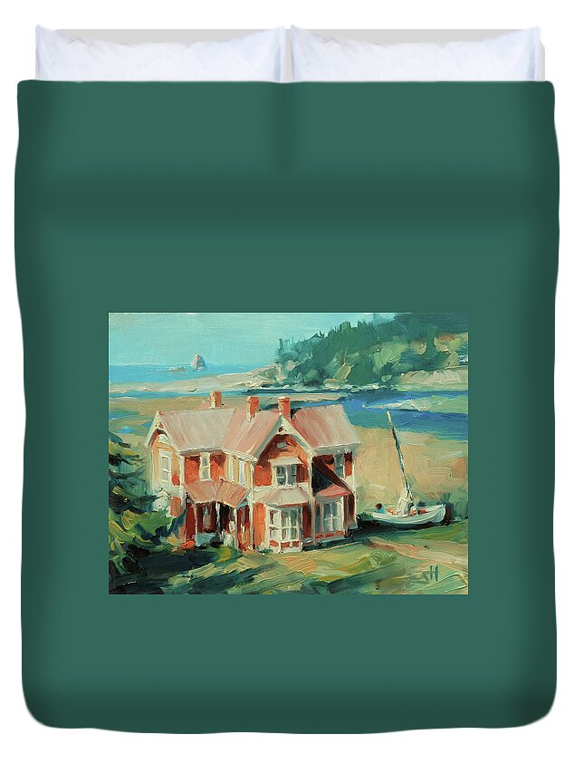 Coast Duvet Cover featuring the painting Hughes House by Steve Henderson
