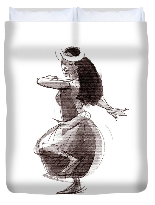Hula Duvet Cover featuring the painting Hula Dancer Olina by Judith Kunzle