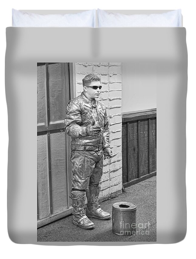 Man Duvet Cover featuring the photograph Human Silver Manikin by Linda Phelps