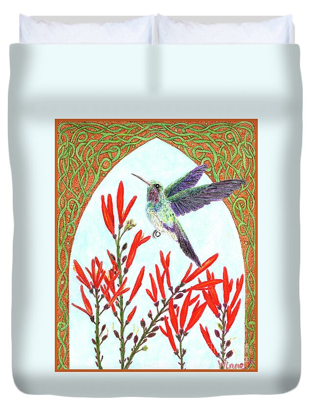 Lise Winne Duvet Cover featuring the painting Hummingbird in Opening by Lise Winne