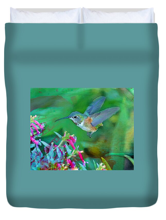 Hummingbird Duvet Cover featuring the photograph Hummingbird by Sandra Schiffner