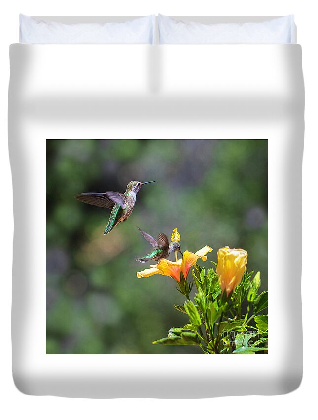 Hummingbirds Duvet Cover featuring the photograph Hummingbirds by Mimi Ditchie