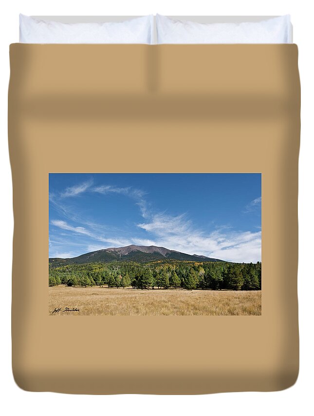 Arizona Duvet Cover featuring the photograph Humphreys Peak from Hart Prairie by Jeff Goulden