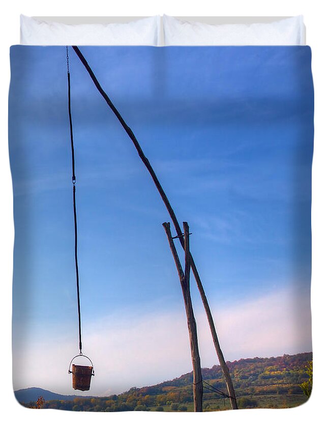 Well Duvet Cover featuring the photograph Hungarian Well by Peter Kennett