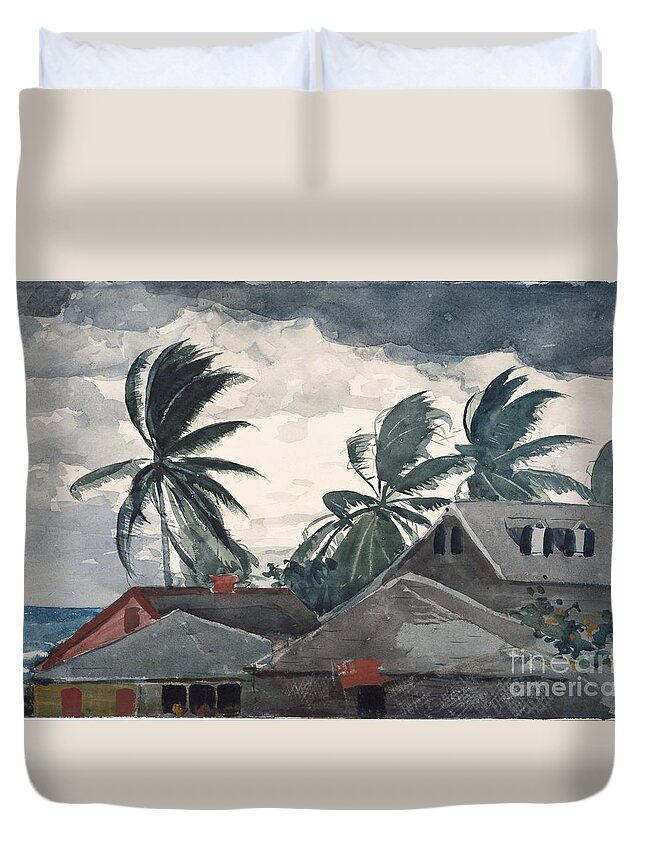  Duvet Cover featuring the painting Hurricane in Bahamas by Celestial Images