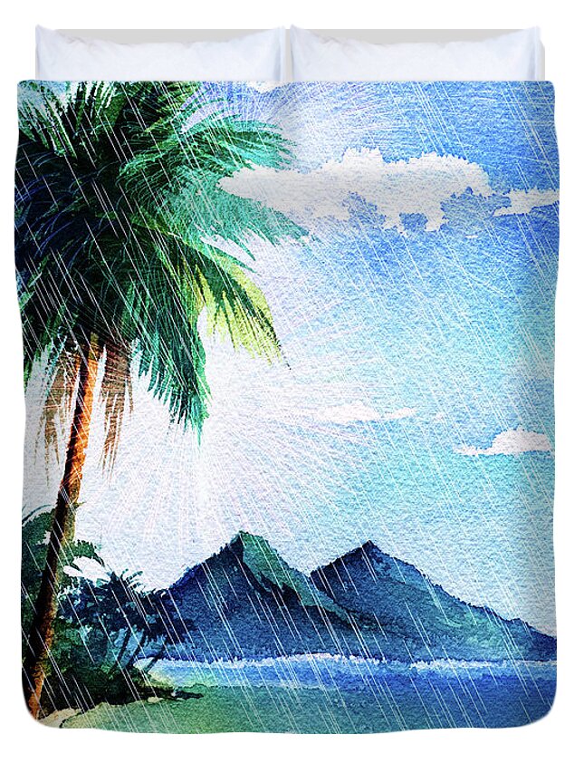 Palm Duvet Cover featuring the digital art Hurricane Season by Digital Art Cafe