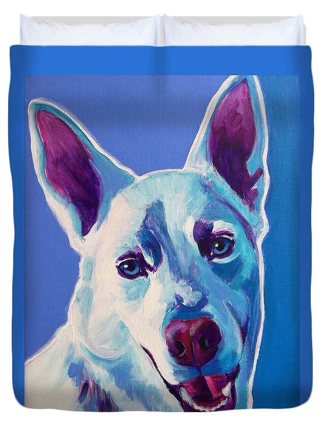 Alaskan Husky Duvet Cover featuring the painting Husky - Joaquin by Dawg Painter