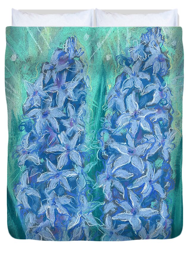 Hyacinth Flower Duvet Cover featuring the painting Hyacinths by Julia Khoroshikh
