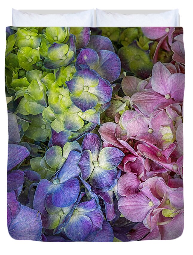 Hydrangeas Duvet Cover featuring the photograph Hydrangeas by Jade Moon 