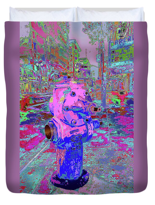 Find U'r Love Found Duvet Cover featuring the photograph hydrant in L.A. 4 by Kenneth James