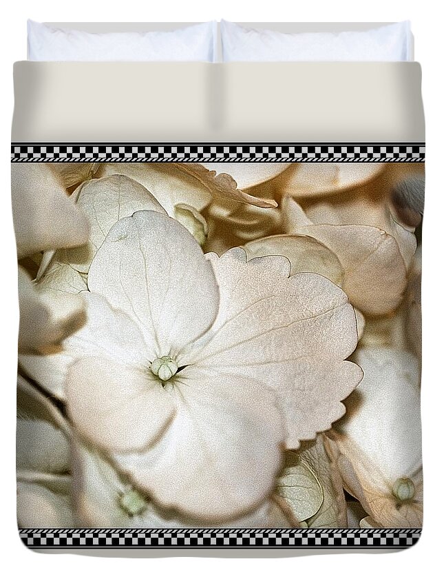 Hydrangea Duvet Cover featuring the photograph Hydrengea Blossom 3 Framed by Andrea Lazar