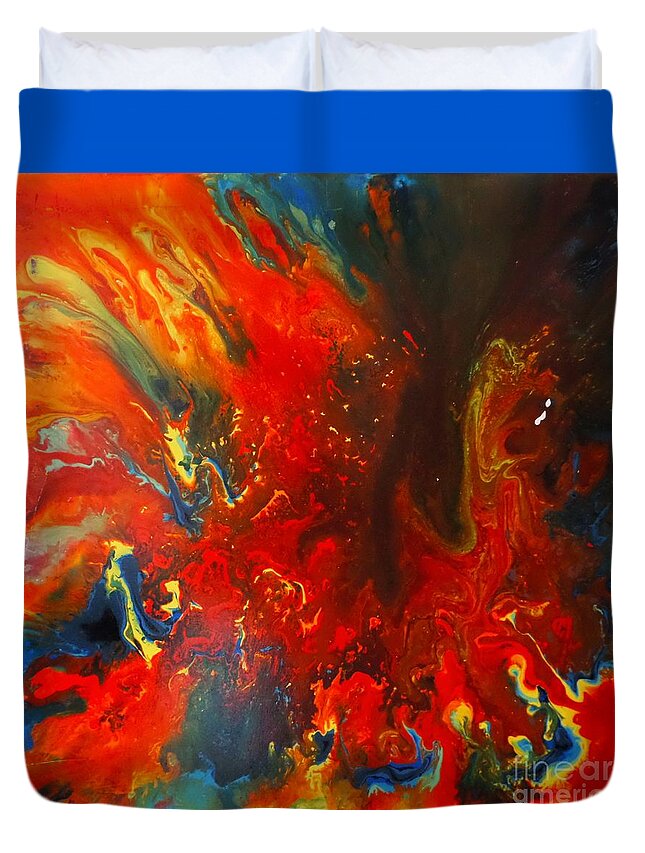 Abstract Painting Duvet Cover featuring the painting Hyperspace Journey by Jarek Filipowicz