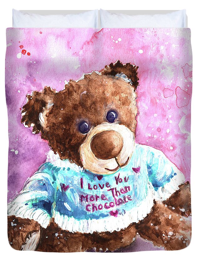Truffle Mcfurry Duvet Cover featuring the painting I Love You More Than Chocolate by Miki De Goodaboom