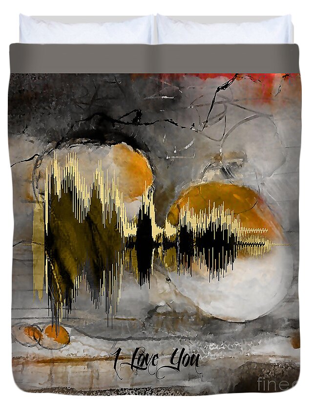Soundwave Duvet Cover featuring the mixed media I Love You Sound Wave by Marvin Blaine