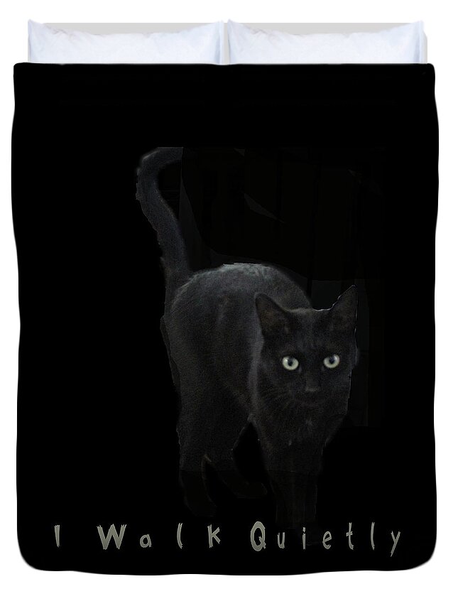 Blackcat Duvet Cover featuring the digital art I Walk Quietly by April Burton