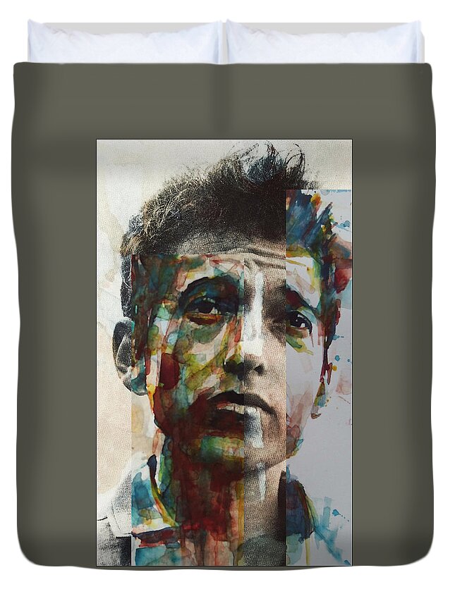 Bob Dylan Duvet Cover featuring the painting I Want You by Paul Lovering